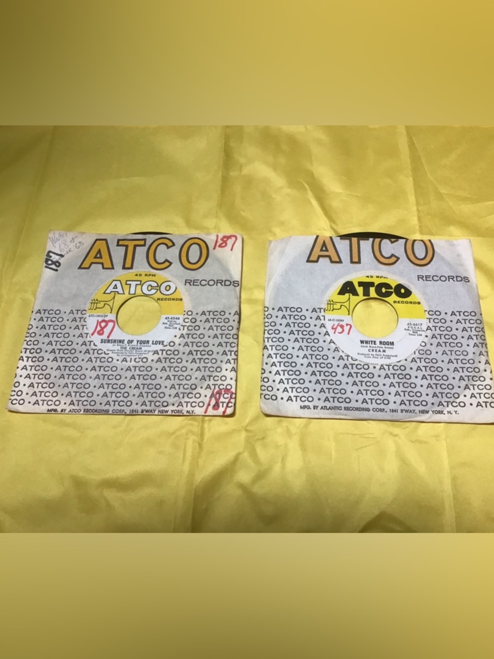 Vintage  ‘60’s Cream (w/ Eric Clapton) Vinyl 45 RPM Singles X 2